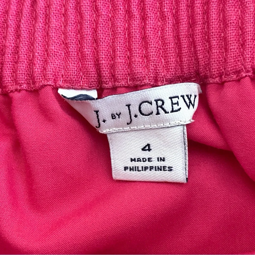 J.Crew Factory Skirt Linen Blend Pink Scallop Hem Size 4 Mini Preppy Summer